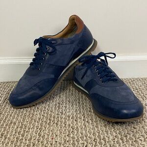 Johnston & Murphy Navy and Brown Leather & Suede Sneakers